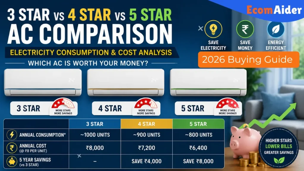 3 star vs 4 star vs 5 star AC electricity consumption comparison