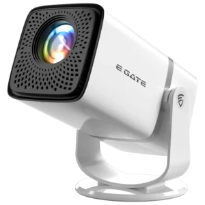 E GATE Atom 3X Android smart projector with native 1080p resolution and WiFi 6 support