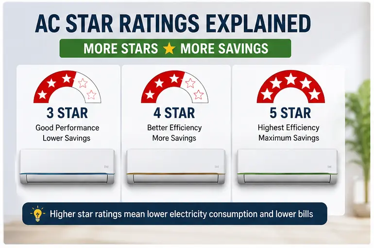 3 star 4 star and 5 star AC star ratings explained