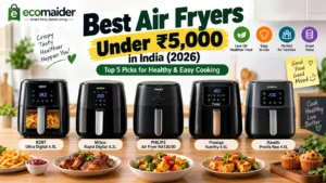 Best air fryers under ₹5,000 in India featuring KENT Milton Philips Prestige and Havells models