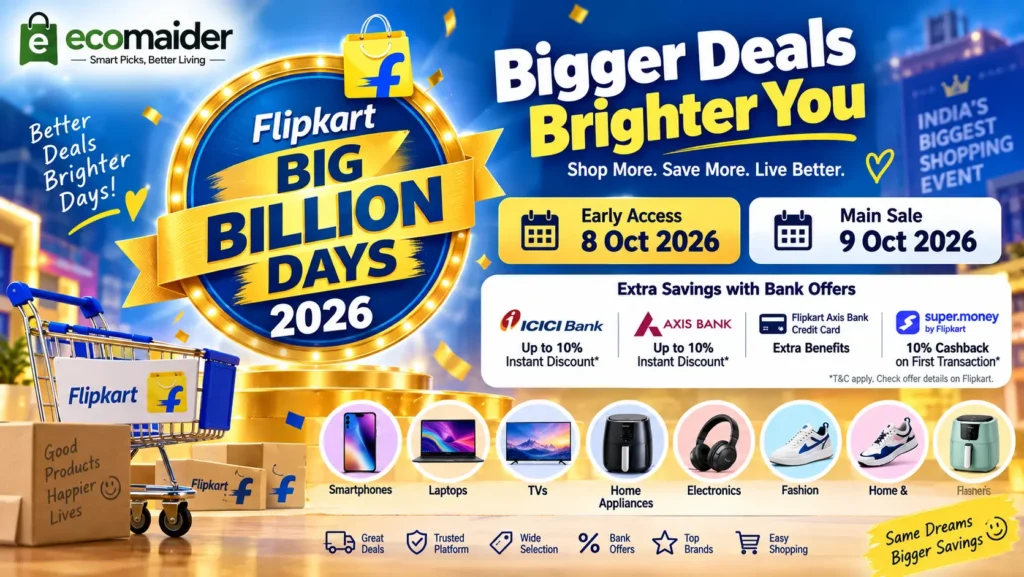 Flipkart Big Billion Days 2026 sale dates bank offers and best deals